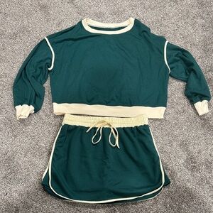 Green and Cream Two-Piece Lounge Set